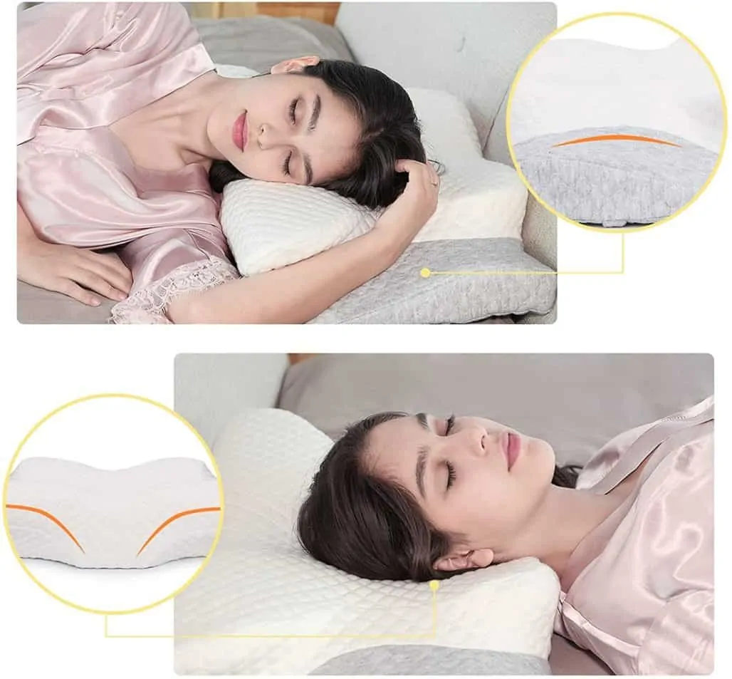 Dormir de lado con almohada en mariposa